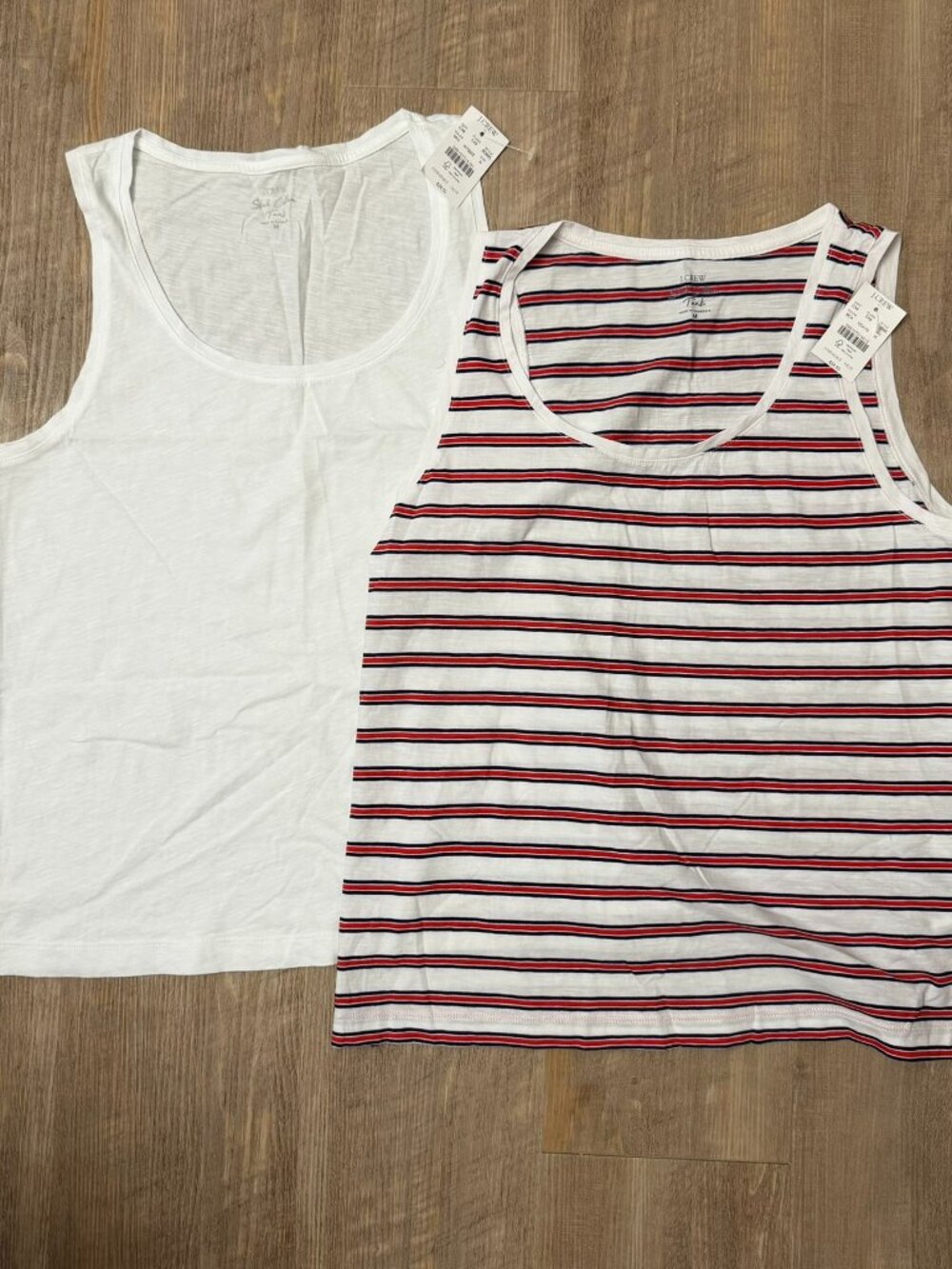 NWT! J.Crew White Blue Red Striped Slub Cotton Tank Medium